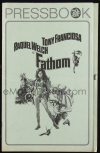 7x554 FATHOM pressbook '67 art of sexy Raquel Welch in parachute harness & action scenes!