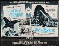 7x683 LOST WORLD OF SINBAD/WAR OF THE ZOMBIES pressbook '60s new highs in adventure!
