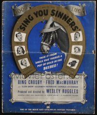 7x823 SING YOU SINNERS pressbook '38 Bing Crosby, Fred MacMurray, Ellen Drew, young Donald O'Connor!