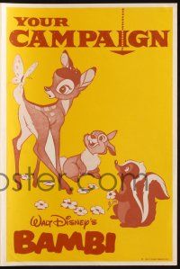 7x428 BAMBI English pressbook R67 Disney cartoon deer classic, great art with Thumper & Flower!