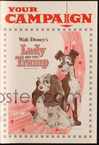 7x663 LADY & THE TRAMP English pressbook R60s Walt Disney romantic canine dog classic cartoon!