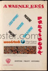 7x905 WOODSTOCK English pressbook '70 legendary rock 'n' roll film, 3 days of peace, music & love!