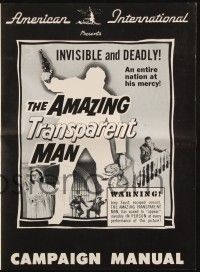 7x413 AMAZING TRANSPARENT MAN pressbook '59 Edgar Ulmer, cool fx art of invisible & deadly convict!