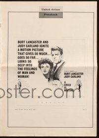 7x491 CHILD IS WAITING pressbook '63 Howard Terpning art of Burt Lancaster & Judy Garland!