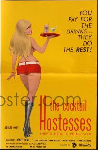 7x496 COCKTAIL HOSTESSES pressbook '73 written by Ed Wood, artwork of sexiest waitress!