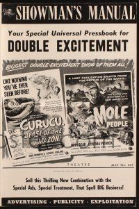 7x506 CURUCU BEAST OF THE AMAZON/MOLE PEOPLE pressbook '56 cool horror/sci-fi double-bill!