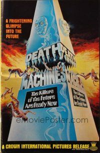 7x515 DEATH MACHINES pressbook '76 wild sci-fi art, the killers of the future are ready now!