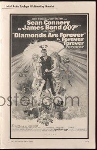 7x518 DIAMONDS ARE FOREVER pressbook '71 art of Sean Connery as James Bond by Robert McGinnis!