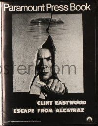 7x546 ESCAPE FROM ALCATRAZ pressbook '79 cool artwork of Clint Eastwood busting out by Lettick!