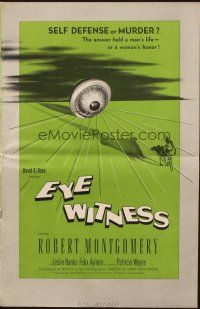 7x550 EYE WITNESS pressbook '50 Robert Montgomery, Leslie Banks, self defense or murder?