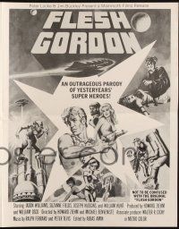 7x561 FLESH GORDON pressbook '74 sexy sci-fi spoof, different wacky erotic super hero art!