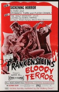 7x567 FRANKENSTEIN'S BLOODY TERROR pressbook '71 Paul Naschy Spanish monster movie!