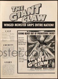 7x579 GIANT CLAW pressbook '57 great art of winged monster from 17,000,000 B.C. destroying city!