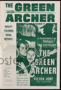 7x598 GREEN ARCHER pressbook R57 Edgar Wallace serial, Jory, Meredith + cool Robin Hood shadow!