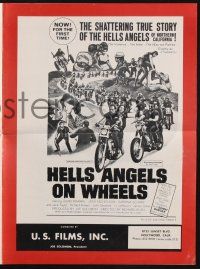 7x610 HELLS ANGELS ON WHEELS pressbook '67 the shattering true story of Hells Angels of California!