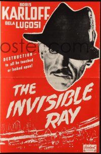 7x637 INVISIBLE RAY pressbook R48 Boris Karloff & Bela Lugosi in Universal horror/sci-fi!