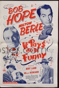 7x641 IT PAYS TO BE FUNNY pressbook '47 great wacky art of Bob Hope, Milton Berle & Bert Lahr!