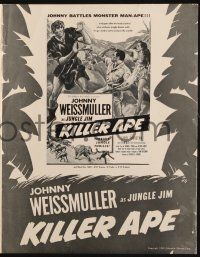 7x653 KILLER APE pressbook '53 Weissmuller as Jungle Jim, drug-mad beasts ravage human prey!