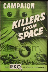 7x655 KILLERS FROM SPACE pressbook '54 bulb-eyed men invade Earth from flying saucers, cool art!