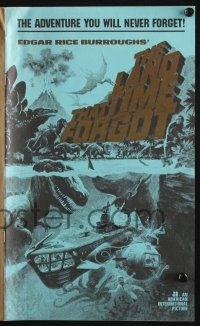 7x668 LAND THAT TIME FORGOT pressbook '75 Edgar Rice Burroughs, wonderful dinosaur art!