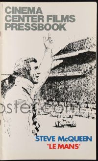 7x671 LE MANS pressbook '71 best art of race car driver Steve McQueen waving at fans!