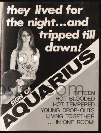 7x684 SIGN OF AQUARIUS pressbook '70 Sign of Aquarius, hot-blooded hippies & drugs!