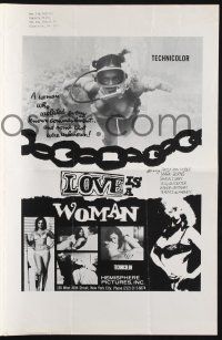 7x686 LOVE IS A WOMAN pressbook '66 she violated every commandment & more, sexy scuba diver!