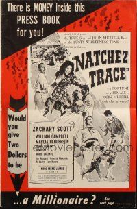 7x726 NATCHEZ TRACE pressbook '59 Zachary Scott, Irene James, you could win a million dollars!