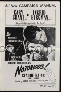 7x732 NOTORIOUS pressbook R54 close up of Cary Grant & Ingrid Bergman, Alfred Hitchcock classic!