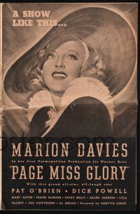 7x746 PAGE MISS GLORY pressbook '35 make merry with pretty Marion Davies, Pat O'Brien!