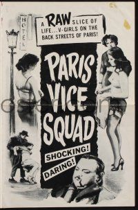 7x749 PARIS VICE SQUAD pressbook '51 a raw slice of life, V-girls on the back streets of Paris!