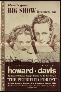 7x750 PETRIFIED FOREST pressbook '36 Leslie Howard, Bette Davis & Humphrey Bogart's comeback role!