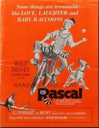 7x767 RASCAL pressbook '69 Walt Disney, Bill Mumy on bike with raccoon & dog!