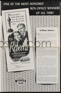 7x768 REBECCA pressbook R48 Alfred Hitchcock, art of Laurence Olivier & Joan Fontaine!