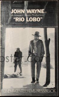 7x781 RIO LOBO pressbook '71 Howard Hawks, Give 'em Hell, John Wayne, great cowboy image!