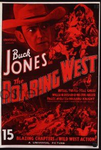 7x786 ROARING WEST pressbook 1970s cowboy Buck Jones, cool western serial art!