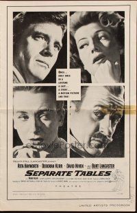 7x801 SEPARATE TABLES pressbook '58 Burt Lancaster desperately & violently craves Rita Hayworth!