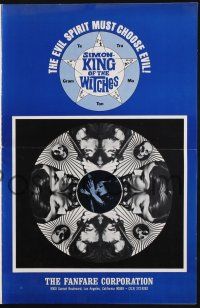 7x822 SIMON - KING OF THE WITCHES pressbook '71 ceremonial sex , wild psychedelic design!