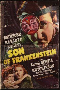 7x829 SON OF FRANKENSTEIN pressbook '39 Boris Karloff, Bela Lugosi, Basil Rathbone, classic!