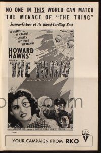 7x852 THING pressbook R57 Howard Hawks horror classic, sci-fi at its blood-curdling best!
