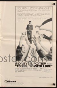 7x861 TO SIR, WITH LOVE pressbook '67 Sidney Poitier, Lulu, directed by James Clavell!