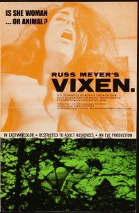 7x888 VIXEN pressbook '68 classic Russ Meyer, sexy naked Erica Gavin, is she woman or animal?