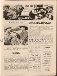 7x897 WHISTLING HILLS pressbook '51 Johnny Mack Brown, Jimmy Ellison & Noel Neill, western action!