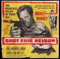 7y013 BABY FACE NELSON 6sh '57 great art of Public Enemy No. 1 Mickey Rooney firing Tommy gun!