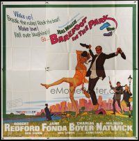 7y015 BAREFOOT IN THE PARK 6sh '67 McGinnis art of Robert Redford & Jane Fonda in Central Park!
