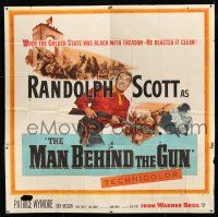 7y076 MAN BEHIND THE GUN 6sh '52 Randolph Scott blasted the Golden State clean of treason!
