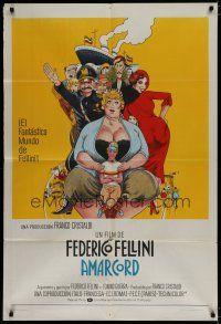 7y139 AMARCORD Argentinean '74 Federico Fellini classic comedy, art by Giuliano Geleng!