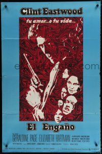 7y146 BEGUILED Argentinean '71 cool psychedelic art of Clint Eastwood & Geraldine Page, Don Siegel