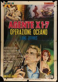 7y462 AGENTE X 1-7 OPERAZIONE OCEANO Italian 1p '65 Gasparri art of spy Jeffries & sexy woman!
