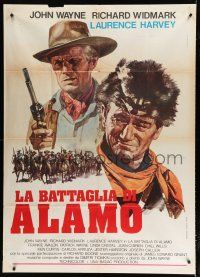 7y463 ALAMO Italian 1p R71 great different Biffignandi art of John Wayne & Richard Widmark!